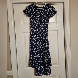 In‎ Girl Navy & White Floral High-Low Dress